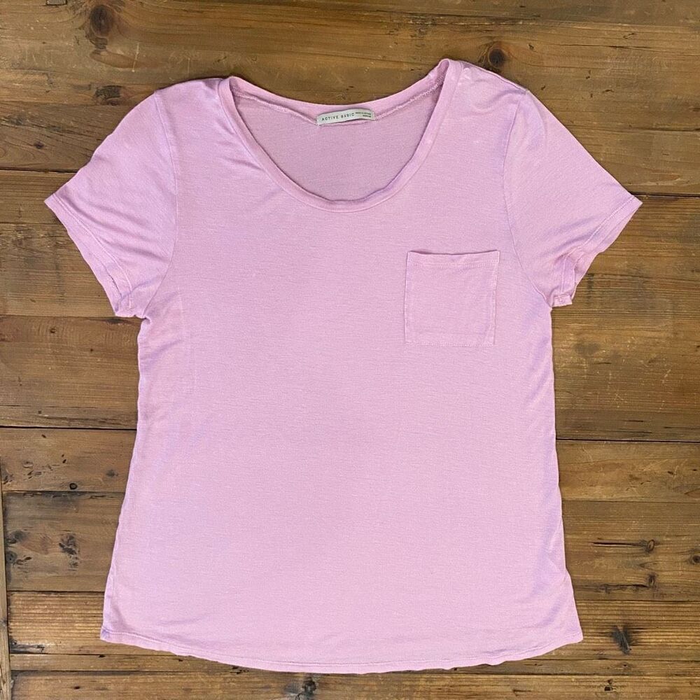 Active Basic Loose Fit Tee Pink Short Sleeve Size Medium - Picture 8 of 9